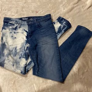 half acid wash- half dark wash jeggings